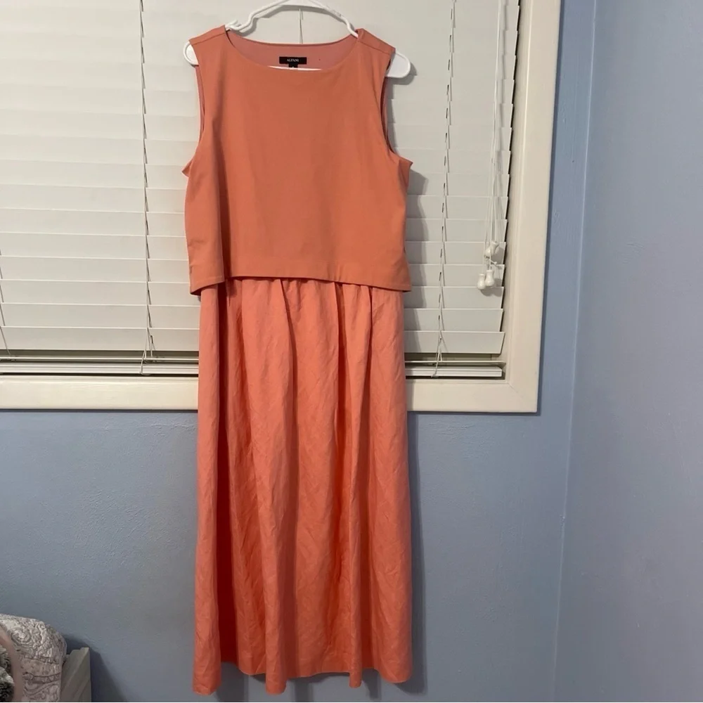 Alfani Women's Layered-Look Midi
Sleeveless Dress Size M Sunrise Coral - Picture 1 of 15
